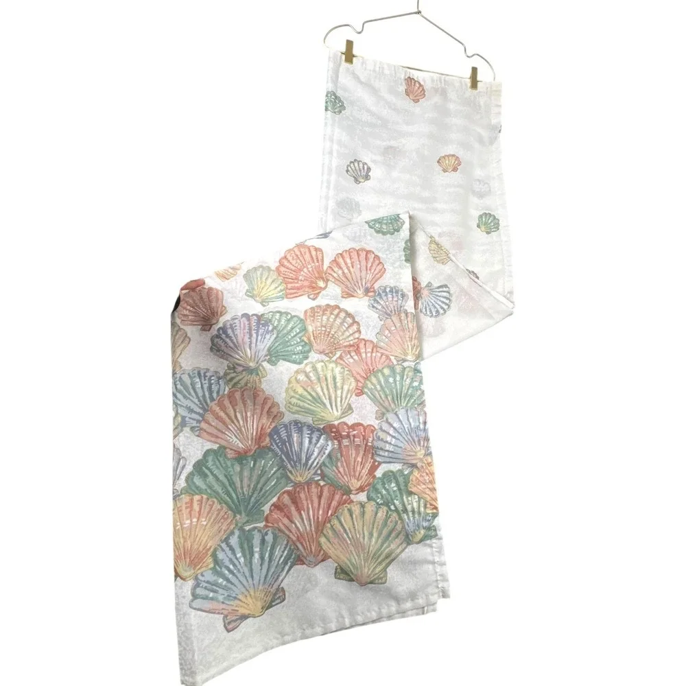 Vintage‎ Springs Home Seashell Shower Curtain White Pastel Coastal 69x69 USA 515